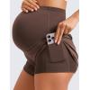 imageCRZ YOGA Women 2 in 1 Maternity Workout Shorts Over Belly 3 Split Soft Athletic Running Casual Pregnancy with PocketsHot Fudge Brown