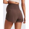 imageCRZ YOGA Women 2 in 1 Maternity Workout Shorts Over Belly 3 Split Soft Athletic Running Casual Pregnancy with PocketsHot Fudge Brown