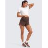 imageCRZ YOGA Women 2 in 1 Maternity Workout Shorts Over Belly 3 Split Soft Athletic Running Casual Pregnancy with PocketsHot Fudge Brown
