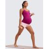 imageCRZ YOGA Women 2 in 1 Maternity Workout Shorts Over Belly 3 Split Soft Athletic Running Casual Pregnancy with PocketsStrawberry Pink