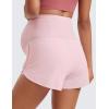 imageCRZ YOGA Women 2 in 1 Maternity Workout Shorts Over Belly 3 Split Soft Athletic Running Casual Pregnancy with PocketsStrawberry Pink