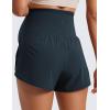imageCRZ YOGA Women 2 in 1 Maternity Workout Shorts Over Belly 3 Split Soft Athletic Running Casual Pregnancy with PocketsTrue Navy