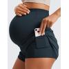 imageCRZ YOGA Women 2 in 1 Maternity Workout Shorts Over Belly 3 Split Soft Athletic Running Casual Pregnancy with PocketsTrue Navy