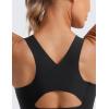 imageCRZ YOGA Womens Flex Sculpt Racerback Sports Bra  U Neck Medium Impact Padded Wireless Workout Gym Crop TopBlack