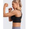imageCRZ YOGA Womens Flex Sculpt Racerback Sports Bra  U Neck Medium Impact Padded Wireless Workout Gym Crop TopBlack