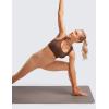 imageCRZ YOGA Womens Flex Sculpt Racerback Sports Bra  U Neck Medium Impact Padded Wireless Workout Gym Crop TopCoffee Brown