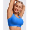 imageCRZ YOGA Womens Flex Sculpt Racerback Sports Bra  U Neck Medium Impact Padded Wireless Workout Gym Crop TopSparkle Blue