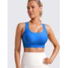 imageCRZ YOGA Womens Flex Sculpt Racerback Sports Bra  U Neck Medium Impact Padded Wireless Workout Gym Crop TopSparkle Blue