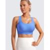 imageCRZ YOGA Womens Flex Sculpt Racerback Sports Bra  U Neck Medium Impact Padded Wireless Workout Gym Crop TopWild Indigo