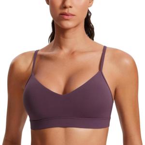 imageCRZ YOGA Butterluxe VNeck Sports Bras for Women  Adjustable Thin Straps Padded Yoga Top Basic Wireless CamisoleGrape Thistle Purple