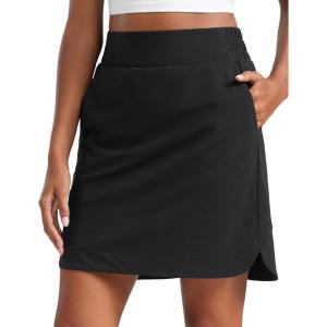 imageCRZ YOGA Golf Skirts for Women 18 High Waisted A Line Athletic Casual Tennis Skort with Shorts PocketsBlack