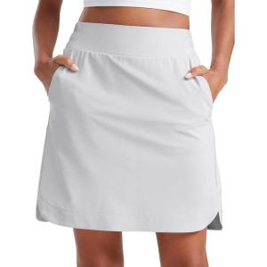 imageCRZ YOGA Golf Skirts for Women 18 High Waisted A Line Athletic Casual Tennis Skort with Shorts PocketsPlatinum Grey