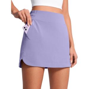 imageCRZ YOGA High Waisted Golf Skirts for Women A Line Tennis Athletic Casual Skort with Inner Shorts PocketsDark Lavender Purple