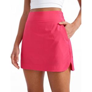imageCRZ YOGA High Waisted Golf Skirts for Women A Line Tennis Athletic Casual Skort with Inner Shorts PocketsLip Gloss Pink