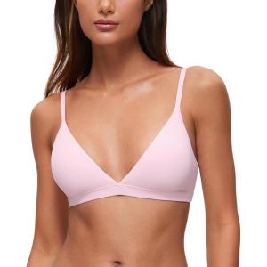imageCRZ YOGA Softhold Womens Double Lined Triangle Bralette  Adjustable Straps Unlined Wireless Cami Plunge TShirt Everyday BraStrawberry Pink