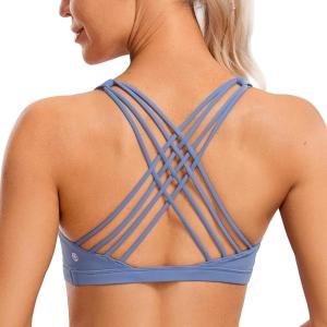 imageCRZ YOGA Strappy Sports Bras for Women  Criss Cross Back Wireless Padded Yoga Workout Cami TopCurtain Violet Ash