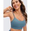 imageCRZ YOGA Butterluxe Womens YBack Racerback Sports Bra  Spaghetti Straps Wireless Scoop Neck Athletic Padded Yoga TopsBlue Ashes