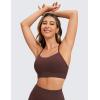 imageCRZ YOGA Butterluxe Womens YBack Racerback Sports Bra  Spaghetti Straps Wireless Scoop Neck Athletic Padded Yoga TopsTaupe