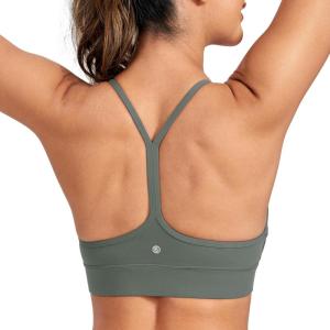 imageCRZ YOGA Butterluxe Womens YBack Racerback Sports Bra  Spaghetti Straps Wireless Scoop Neck Athletic Padded Yoga TopsGrey Sage