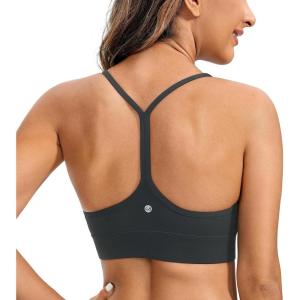 imageCRZ YOGA Butterluxe Womens YBack Racerback Sports Bra  Spaghetti Straps Wireless Scoop Neck Athletic Padded Yoga TopsMelanite