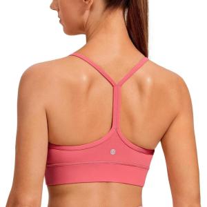 imageCRZ YOGA Butterluxe Womens YBack Racerback Sports Bra  Spaghetti Straps Wireless Scoop Neck Athletic Padded Yoga TopsRaspberry Sorbet