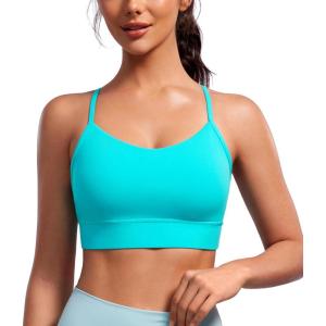 imageCRZ YOGA Butterluxe Womens YBack Racerback Sports Bra  Spaghetti Straps Wireless Scoop Neck Athletic Padded Yoga TopsSpectral Blue