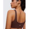 imageCRZ YOGA Butterluxe Mini Bra for Women  Scoop Neck Low Impact Wireless Sports Yoga Padded Workout CamiTaupe