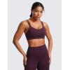 imageCRZ YOGA Butterluxe V Neck Sports Bras for Women  Molded Cup Workout Top Double Spaghetti Straps Wireless Yoga ClothesDeep Purple