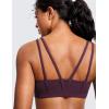 imageCRZ YOGA Butterluxe V Neck Sports Bras for Women  Molded Cup Workout Top Double Spaghetti Straps Wireless Yoga ClothesDeep Purple