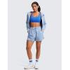 imageCRZ YOGA Butterluxe V Neck Sports Bras for Women  Molded Cup Workout Top Double Spaghetti Straps Wireless Yoga ClothesSparkle Blue