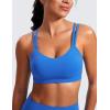 imageCRZ YOGA Butterluxe V Neck Sports Bras for Women  Molded Cup Workout Top Double Spaghetti Straps Wireless Yoga ClothesSparkle Blue
