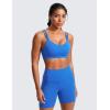 imageCRZ YOGA Butterluxe V Neck Sports Bras for Women  Molded Cup Workout Top Double Spaghetti Straps Wireless Yoga ClothesSparkle Blue