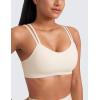 imageCRZ YOGA Butterluxe V Neck Sports Bras for Women  Molded Cup Workout Top Double Spaghetti Straps Wireless Yoga ClothesWhite Apricot