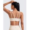imageCRZ YOGA Butterluxe V Neck Sports Bras for Women  Molded Cup Workout Top Double Spaghetti Straps Wireless Yoga ClothesWhite Apricot