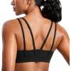 imageCRZ YOGA Butterluxe V Neck Sports Bras for Women  Molded Cup Workout Top Double Spaghetti Straps Wireless Yoga ClothesBlack