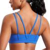 imageCRZ YOGA Butterluxe V Neck Sports Bras for Women  Molded Cup Workout Top Double Spaghetti Straps Wireless Yoga ClothesSparkle Blue