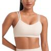 imageCRZ YOGA Butterluxe V Neck Sports Bras for Women  Molded Cup Workout Top Double Spaghetti Straps Wireless Yoga ClothesWhite Apricot