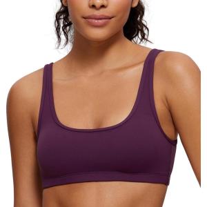 imageCRZ YOGA Butterluxe Mini Bra for Women  Scoop Neck Low Impact Wireless Sports Yoga Padded Workout CamiDeep Purple
