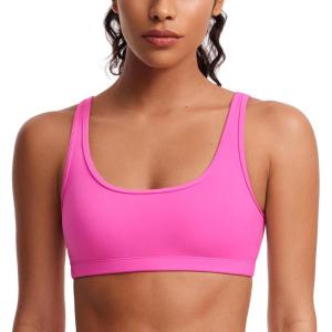 imageCRZ YOGA Butterluxe Mini Bra for Women  Scoop Neck Low Impact Wireless Sports Yoga Padded Workout CamiLight Purple