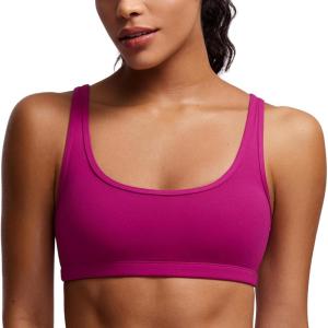 imageCRZ YOGA Butterluxe Mini Bra for Women  Scoop Neck Low Impact Wireless Sports Yoga Padded Workout CamiMagenta Purple