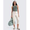 imageCRZ YOGA 4Way Stretch Golf Capri for Women 23quot Casual Yoga Dress Work Pants with Pockets Workout Athletic TravelMilky White Bone