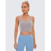 imageCRZ YOGA Butterluxe Womens YBack Racerback Longline Sports Bra  Padded Scoop Neck Workout Crop Tank Top with Built in PadsGull Gray