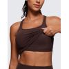 imageCRZ YOGA Butterluxe Womens YBack Racerback Longline Sports Bra  Padded Scoop Neck Workout Crop Tank Top with Built in PadsHot Fudge Brown