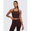 imageCRZ YOGA Butterluxe Womens YBack Racerback Longline Sports Bra  Padded Scoop Neck Workout Crop Tank Top with Built in PadsHot Fudge Brown