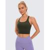 imageCRZ YOGA Butterluxe Womens YBack Racerback Longline Sports Bra  Padded Scoop Neck Workout Crop Tank Top with Built in PadsOlive Green