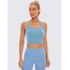 imageCRZ YOGA Butterluxe Womens YBack Racerback Longline Sports Bra  Padded Scoop Neck Workout Crop Tank Top with Built in PadsPure Blue