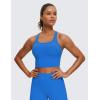 imageCRZ YOGA Butterluxe Womens YBack Racerback Longline Sports Bra  Padded Scoop Neck Workout Crop Tank Top with Built in PadsSparkle Blue