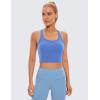 imageCRZ YOGA Butterluxe Womens YBack Racerback Longline Sports Bra  Padded Scoop Neck Workout Crop Tank Top with Built in PadsWild Indigo