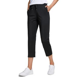 imageCRZ YOGA 4Way Stretch Golf Capri for Women 23quot Casual Yoga Dress Work Pants with Pockets Workout Athletic TravelBlack