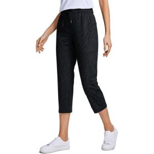 imageCRZ YOGA 4Way Stretch Golf Capri for Women 23quot Casual Yoga Dress Work Pants with Pockets Workout Athletic TravelDark Zebra